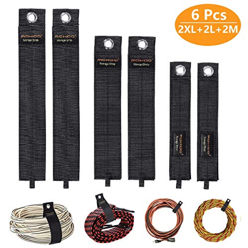 Product Cover MOHOO Heavy Duty Storage Straps, Heavy Duty Hook and Loop Storage Straps for Extension Cords Storage, Cables, Hoses, Rope, Garage Organization, Shop, Home, Boat and RV, Pack of 6 with 2XL 2L 2M