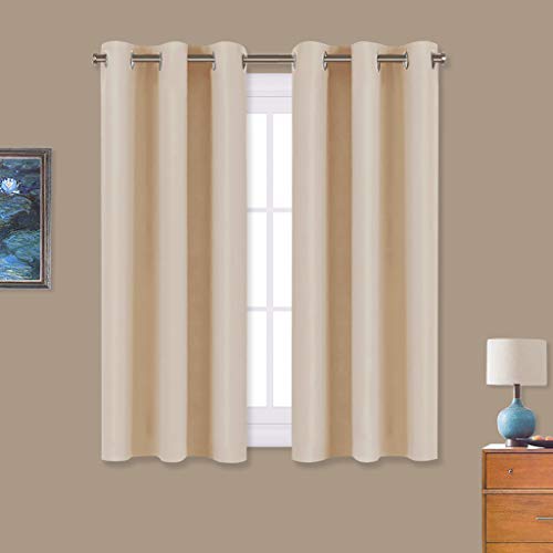 Product Cover NICETOWN Room Darkening Draperies Window Curtain Panels, Thermal Insulated Grommet Room Darkening Curtains for Bedroom (Biscotti Beige, 2 Panels, W34 x L54 -inch)