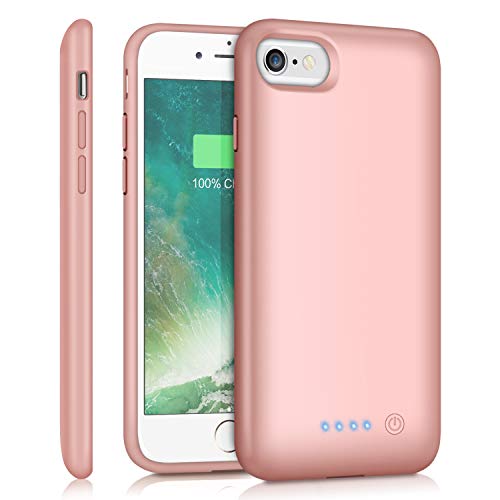 Product Cover Feob Battery Case for iPhone 8/7 /6s/6, 6000mAh Portable Charging Case Extended Battery Pack for iPhone 8/7 /6s/ 6 Rechargeable Charger Case [4.7 inch]-Rose Gold