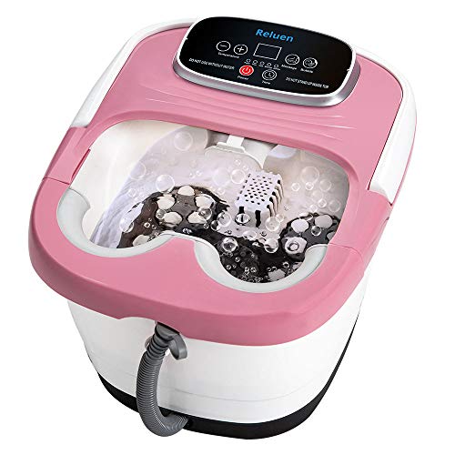 Product Cover Heated Foot Spa Bath Tub - Pedicure Jacuzzi Soaker Massager with Electric Heat and Jets | Bubble Wave | Red Light Therapy - All in One Foot Soak Basin Set for Feet Relaxation and Stress Relief