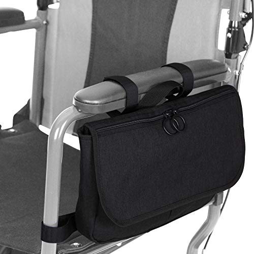 Product Cover Vive Wheelchair Carry Bag - Arm Rest Pouch for Rollator, Walkers, Power Wheel Chairs and Knee Scooters - Side Storage Organizer for Elderly, Seniors, Adults - Lightweight and Heavy Duty Travel Tote