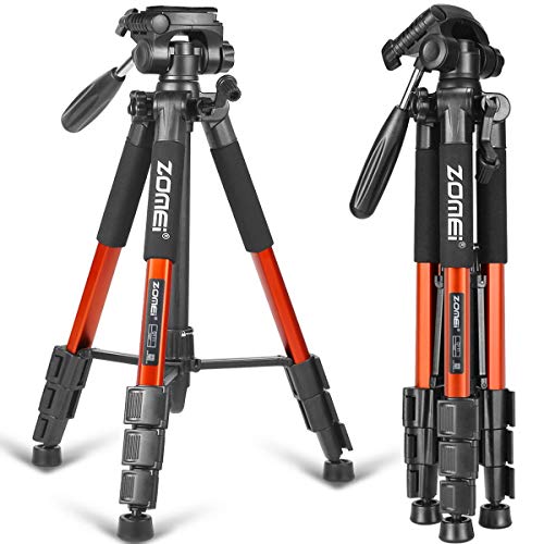 Product Cover ZOMEI 58'' Compact Light Weight Travel Portable Aluminum Camera Tripod for Canon Nikon Sony DSLR Camera with Carry Case 11 lb Load (Orange)