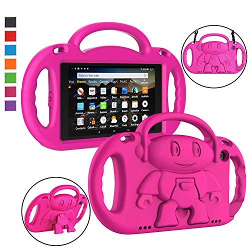 Product Cover LTROP All-New Fire HD 8 Tablet Case, Fire 8 2018 Case for Kids - Light Weight Shockproof Handle Friendly Stand Child-Proof Case for Fire 8-inch Display Bumper Cover (2017&2018 Release), Hot Pink