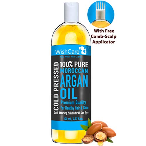 Product Cover WishCare® 100% Pure Cold Pressed & Natural Moroccan Argan Oil - for Dry and Coarse Hair & Skin - 100 Ml