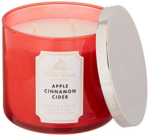 Product Cover Whte Barn Bath and Body Works 3 Wick Scented Candle Apple Cinnamon Cider 14.5 Ounce