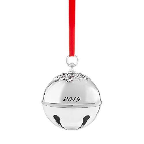 Product Cover Klikel 2019 Christmas Holiday Sleigh Holly Bell Ornament Decoration - with Red Tie Hanging Ribbon - Engraved Christmas 2019-5th Annual Edition