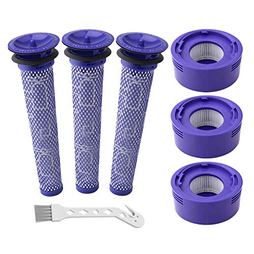 Product Cover Wolfish 6 Pack Vacuum Filter Replacement Kit for Dyson Dyson V8+, V8, V7 Absolute Animal Motorhead Vacuums, 3 HEPA Post Filter, 3 Pre Filter, Replaces Part # 965661-01 & 967478-01