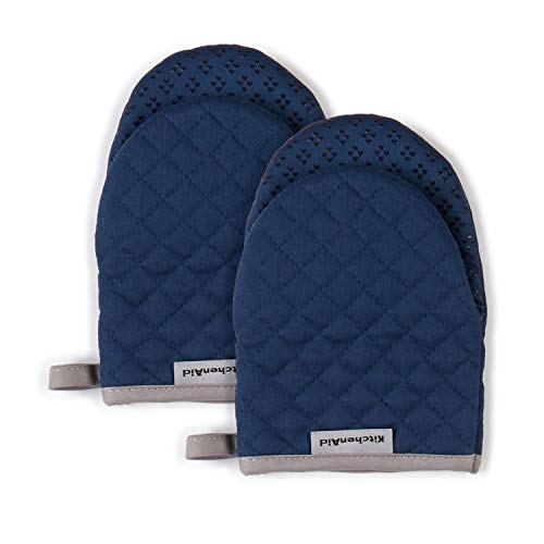 Product Cover KitchenAid Asteroid Mini Cotton Oven Mitts with Silicone Grip, Set of 2, Blue