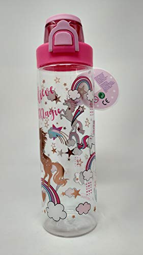 Product Cover Hot Focus Unicorn Water Bottle for Girls with Leakproof Top Lid - BPA Free, Eco Friendly, Reusable, Tritan Plastic. Perfect for Gymnastic, Camping, Sport Activity, Cycling, School Day and Travel.