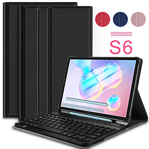 Product Cover IVSO Keyboard Case for Samsung Galaxy Tab S6 10.5 Inch 2019 SM-T860/SM-T865,Premium PU Leather Stand Cover with Removable Wireless Keyboard(Black)