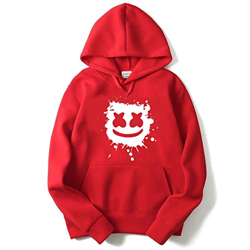 Product Cover THE SV STYLE Unisex RED Hoodie with White Print: Marshmellow/Printed Red Hoodie/Graphic Printed Hoodie/Hoodie for Men & Women/Warm Hoodie/Unisex Hoodie