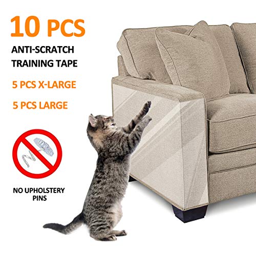 Product Cover Focuspet Furniture Protectors from Cats 10pcs Cat Scratch Deterrent Sheet | Double-Sided Training Tape an-ti Pet Scratch for Leather Couch Furniture Protector 5XL-17