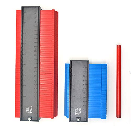 Product Cover 3 Piece Tool Kit | 5 inch and 10 inch Deluxe Contour Gauge Duplicator Marking Tools Set | Profile Angle Ruler | Perfect Template for Woodworking and Measuring Shapes and Corners by TEL Tools