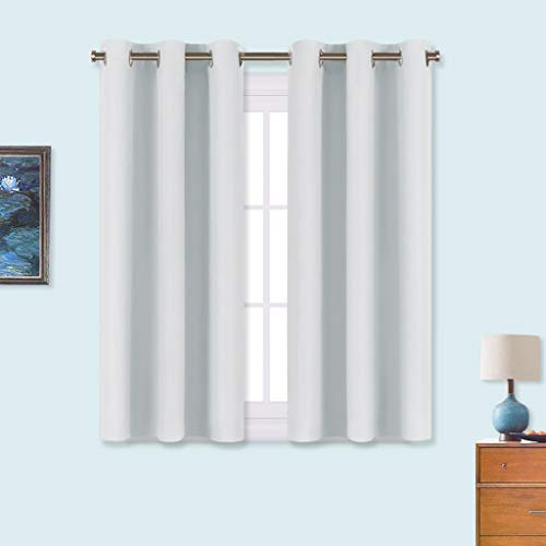 Product Cover NICETOWN Room Darkening Draperies Curtains Panels, Window Treatment Thermal Insulated Grommet Room Darkening Curtains/Drapes for Bedroom (Greyish White, 2 Panels, 34 by 45)