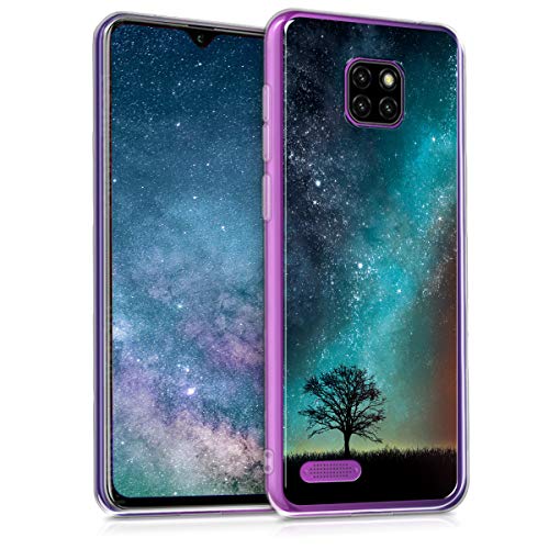Product Cover kwmobile Case for Ulefone Note 7 (2019) - Crystal TPU Protective Cover with UV Print and Transparent Edge - Cosmic Nature Blue/Grey/Black