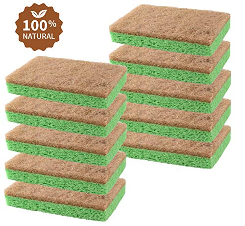 Product Cover Natural Plant-Based Scrub Sponge by scrub-it, Non-Scratch, Biodegradable scrubbing sponges for Kitchen and Bathroom- Single Wrapped Pack of 10
