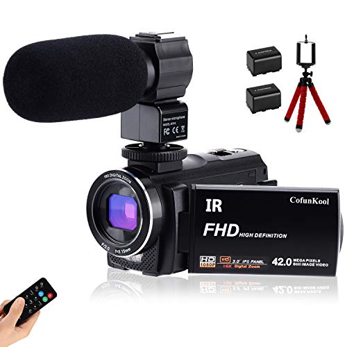 Product Cover CofunKool Ultra HD 42MP Video Camera 1080P Camcorder 3.0 Inch 270° Rotation IPS Touch Screen YouTube Vlogging Camera with External Microphone Mini Tripod Support TV USB Output
