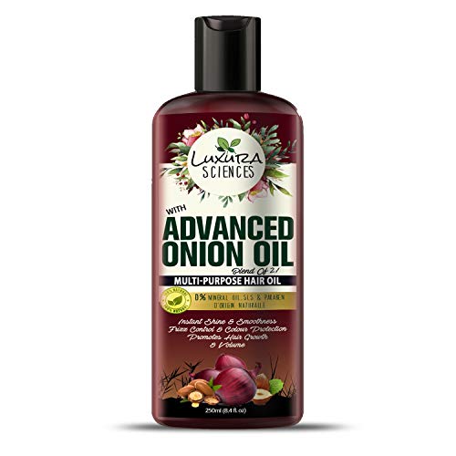 Product Cover Luxura Sciences Advanced Onion Hair Oil 250ml with Vitamin A, and E Essential Oils for winter special.