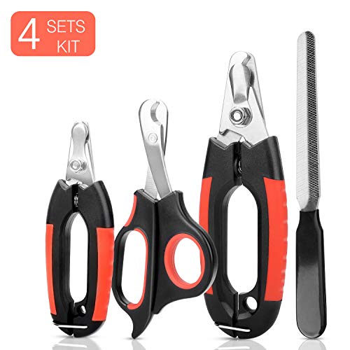 Product Cover KISSIN Dog Nail Clippers Trimmer Set - Quick Safety Guard to Avoid Overcutting 4-in-1 Stainless Steel Pet Nail Clippers - Start Professional & Safe Pet Grooming at Home