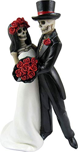 Product Cover DWK - Amor Por Vida - Collectible Hand-Painted Day of The Dead Dancing Skeleton Couple Halloween Gothic Lovers Romantic Bride & Groom Figurine Wedding Statuette, 6.5-inch