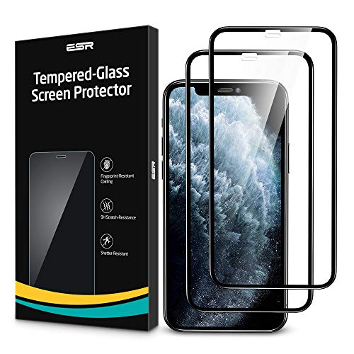 Product Cover ESR Tempered-Glass Full-Coverage Screen Protector for iPhone 11 Pro/XS/X [2-Pack], Full Screen Coverage, 3D Curved Edges, Easy Installation, Case-Friendly Glass Screen Protector for iPhone 5.8-Inch