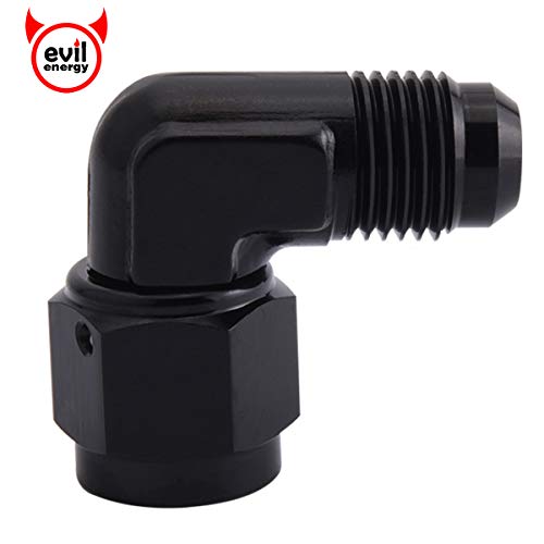 Product Cover EVIL ENERGY 6AN Female to 6AN Male Flare 90 Degree Swivel Hose Fitting Adapter Aluminium Anodized Black