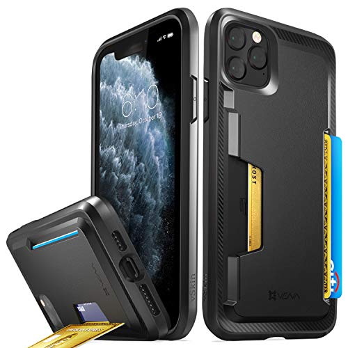 Product Cover Vena iPhone 11 Pro Max Card Case, vSkin Slim Wallet Case with Credit Card Holder Slot, Designed for iPhone 11 Pro Max (6.5 inches) - Black