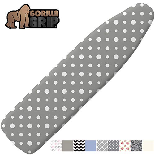 Product Cover Gorilla Grip Reflective Silicone Ironing Board Cover, 15x54, Fits Large and Standard Boards, Pads Resist Scorching and Staining, Elastic Edge Covers, Thick Padding, No Fasteners Needed, Dots