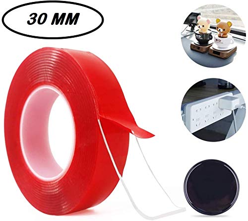 Product Cover SKUDGEAR 30mm Double Sided Transparent Tape for Wall Hanging, Craft, Home, Office Purposes