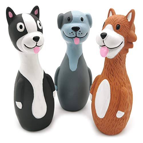 Product Cover Chiwava 3 Pack 5.7 Inch Squeaky Latex Dog Toys Standing Stick Dog Dog Toy Puppy Fetch Interactive Play for Small Dogs