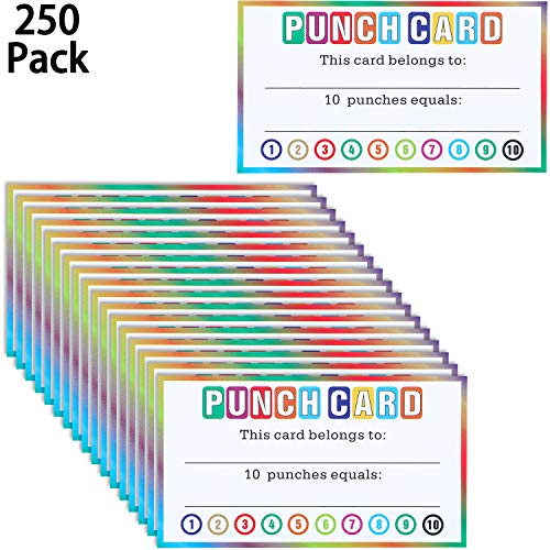 Product Cover Punch Cards Incentive Reward Cards, Classroom Kids Rewards for Teachers Students Customer Supplies,Business Kids Behavior Students (250 Pieces)