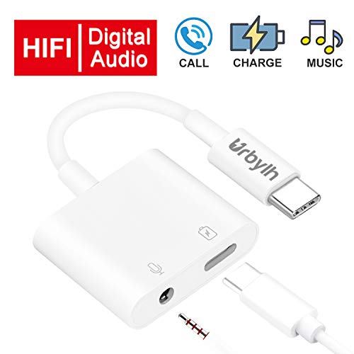 Product Cover USB C/Type C to 3.5mm Audio Auxiliary Adapter 2 in 1- Headphone Converter - PD60W Fast Charging, Hi-Res Sound, Compatible with Google Pixel 2 / 3XL, 2018 Ipad Pro, HTC, Huawei, Samsung and More