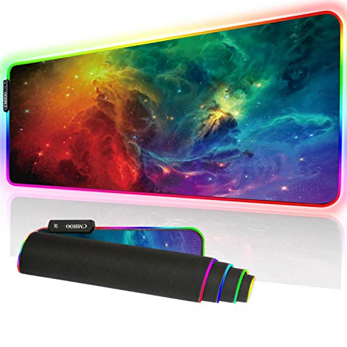 Product Cover Cmhoo XXXL Gaming Mouse Pad RGB Keyboard Pad Large Glowing Led 35.4x15.7IN 3MM Thick Non-Slip Desk Pad - 90x40 FGsky005