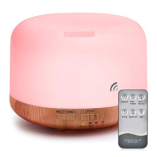 Product Cover Essential Oil Air Mist Diffuser - Quiet Aroma Essential Oil Diffuser with Adjustable Cool Mist Humidifier Mode Waterless Auto-off 7 Color Lights Changing for Office Home Bedroom Living Room (300ml)