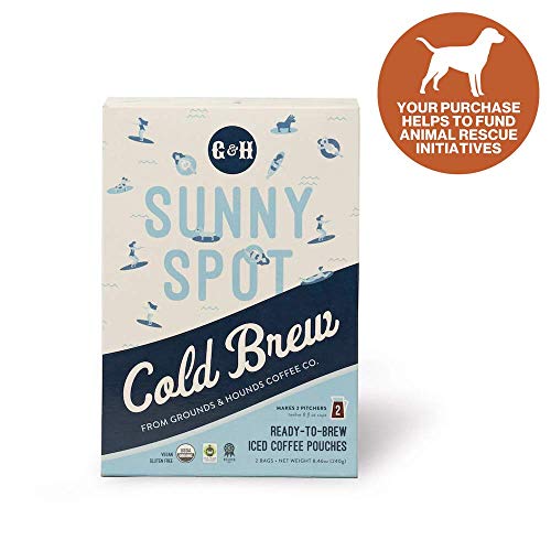 Product Cover Grounds & Hounds Sunny Spot Cold Brew Pouches- 100% Fair Trade Organic - Includes 2 Bags of 2 Pouches - Ready To Brew- Iced Coffee Pouches