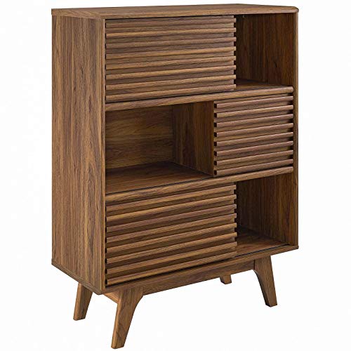 Product Cover Modway  Render Three-Tier Display Storage Cabinet Stand, Walnut