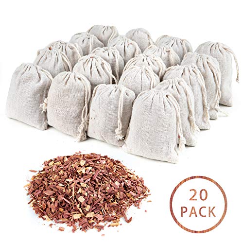 Product Cover GOGOUP Cedar Sachets Bags, Cedar Chips Bag for Clothes Storage with Light Cedar Fragrance Odor Protection for wardrobes Closets and Drawers Freshener Clothes 20-Pack