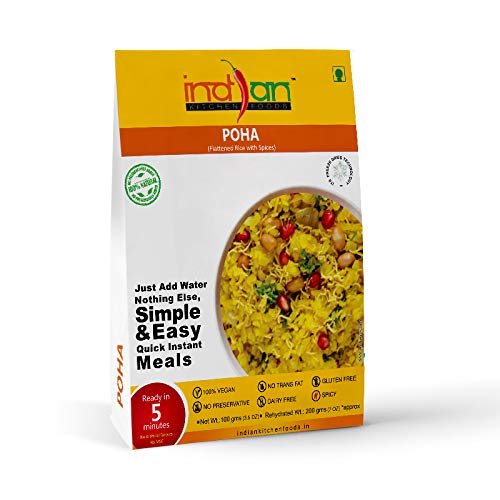 Product Cover Indian Kitchen Foods Poha - Freeze Dried Gluten-Free Gourmet Indian Entree Ready-to-Eat | Instant Vegetarian Meal, 270 gm