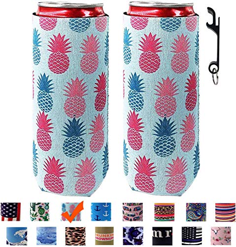 Product Cover ZSYKD 2pcs Slim Can Cooler, Michelob Ultra, Red Bull, White Claw, 12oz Slim cans, (Blue)