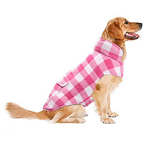 Product Cover ASENKU Dog Winter Coat, Dog Fleece Jacket Plaid Reversible Dog Vest Waterproof Windproof Cold Weather Dog Clothes Pet Apparel for Small Medium Large Dogs (XXXL, Pink)