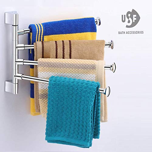 Product Cover U-S-F BATH ACCESSORIES Stainless Steel 180 Degree 4-Arm Bathroom Swing Hanger Towel Rack/Holder for Bathroom/Towel Stand/Rotating Towel Rack/Bathroom Accessories