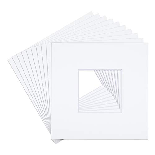 Product Cover Golden State Art, Pack of 10, 8x8 White Picture Mats Mattes with White Core Bevel Cut for 4x4 Photo
