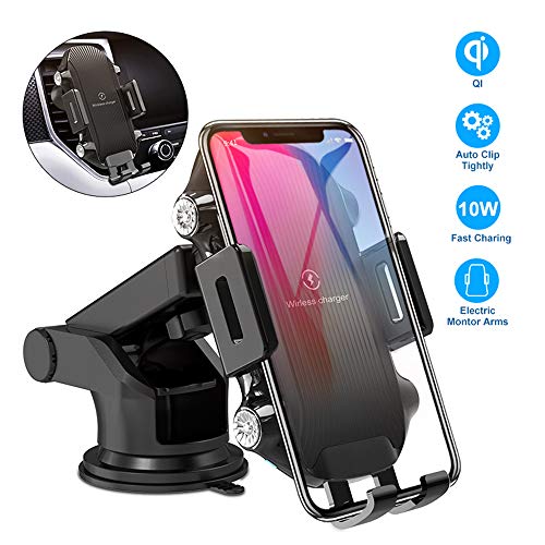 Product Cover Easy One Touch Car Phone Mount 4 Dash Air Vent,Car Phone Holder Wireless Charger,10W Fast Charging Phone Holder for iPhone, Samsung,Moto,Google,Nokia,LG Smartphone, Black Color