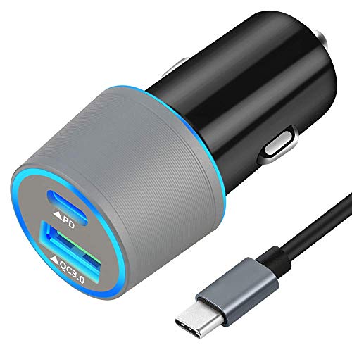 Product Cover Fast USB C Car Charger,Compatible with Google Pixel 4/4 XL/3 XL/3/3a XL/3a/2 XL/2/XL/C, 18W Power Delivery & Quick Charge 3.0 Car Adapter (Fast Charging Type C Cable 3.3Ft Included)