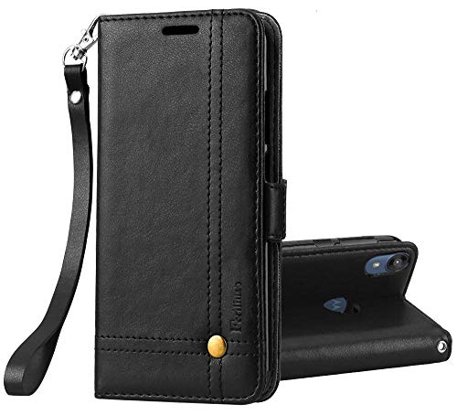 Product Cover Ferilinso Case for Moto E6,Elegant Retro Leather with ID Credit Card Slot Holder Flip Cover Stand Magnetic Closure Case for Case Moto E6-Black