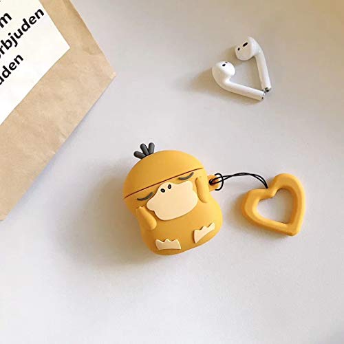 Product Cover AirPods Case Soft Silicone Shockproof Cover for Apple Airpods 2 1,Psyduck Pokemon Go 3D Cartoon Unique Design Skin Kits Cases with Carabiner Holder for Girls Teens Air Pods (Psyduck)