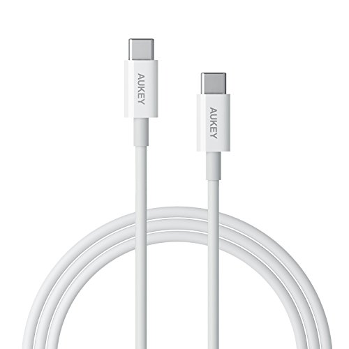 Product Cover USB C to USB C Cable AUKEY 6.6ft Type C Cable TPE + Aramid Fiber 60W Fast Charging Cord Charger for Samsung Galaxy Note9 S10 S10+ S9 S8, Google Pixel 2XL 3XL, Nexus, MacBook Air, iPad Pro 2018 - White