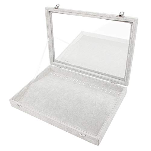 Product Cover INVIKTUS Necklace Organizer, Clear Lid Velvet Necklace Holder Display Box 20 Hooks Jewelry Box for Necklaces (Necklace Tray)