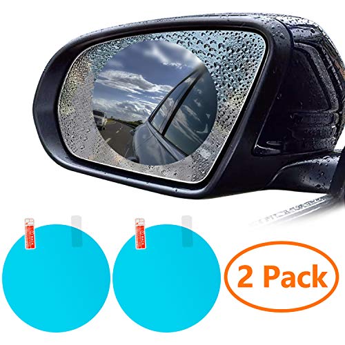 Product Cover MOOKLIN Car Rearview Mirror Protective Film, HD Anti-Fog/Anti-Glare/Anti-Scratch Car Mirror Rainproof Film for All Automobile and Vehicle Models (100x100 mm) -2 Pieces