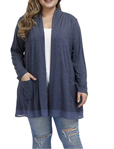 Product Cover Shiaili Long Plus Size Cardigan Drape Open Front Loose Fit Top for Women
